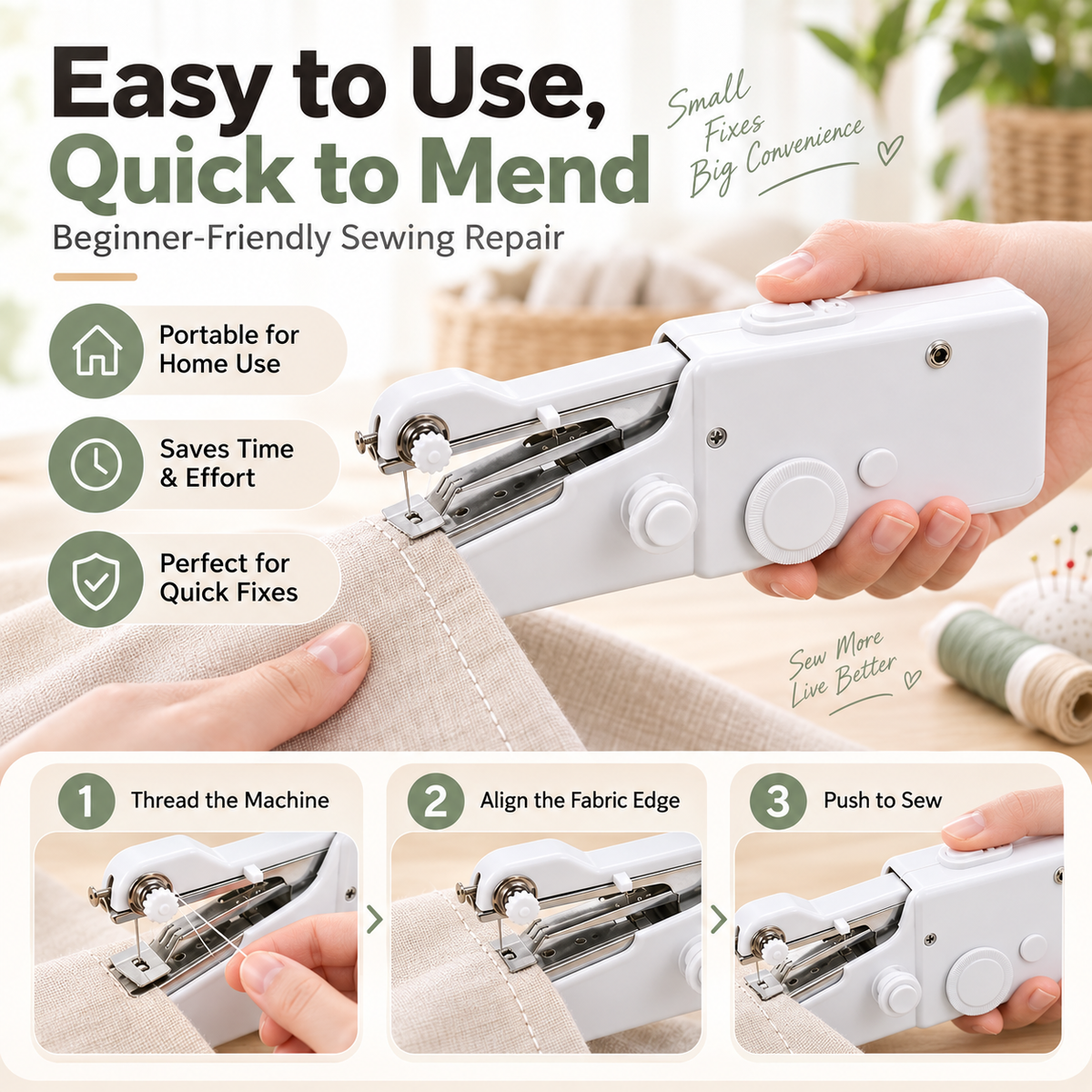 🧵Mini Electric Sewing Machine – Lightweight, Portable & Easy to Use!