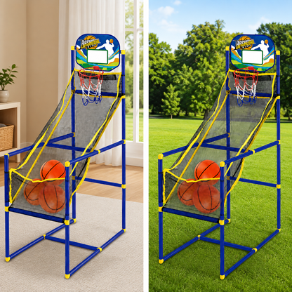 🏀 50% OFF! Kids‘ Indoor Basketball Arcade Game – Auto ball return, sturdy & safe. 4 balls + pump included. Quick setup, endless fun! 🧒💨