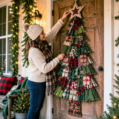 🎄 DIY Oversized Patchwork Christmas Tree Door Hanging Kit – Beginner-Friendly, Complete Craft Kit with Step-by-Step Guide ✨