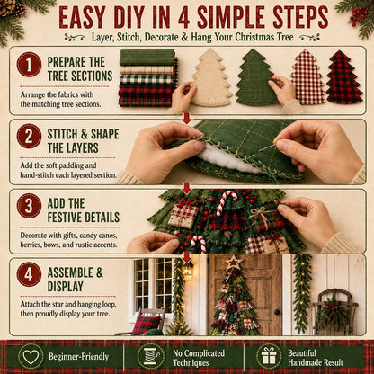 🎄 DIY Oversized Patchwork Christmas Tree Door Hanging Kit – Beginner-Friendly, Complete Craft Kit with Step-by-Step Guide ✨
