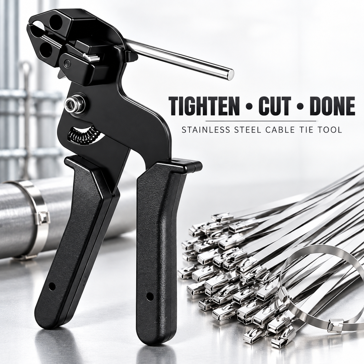 🔥Stainless Steel Cable Tie Gun with Metal Zip Ties