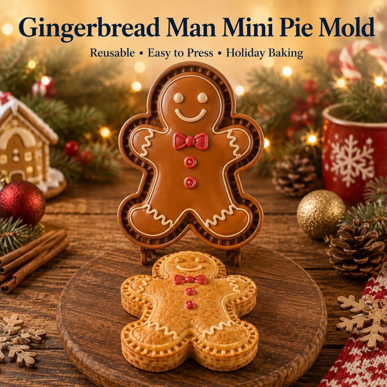 ⏳ Last Day 50% OFF – 🎄16-Design Christmas Mini Pie Mold Collection | Reusable Embossed Molds for Shaping Detailed Santa, Snowman, Reindeer, Tree & Holiday Pies 🥧✨
