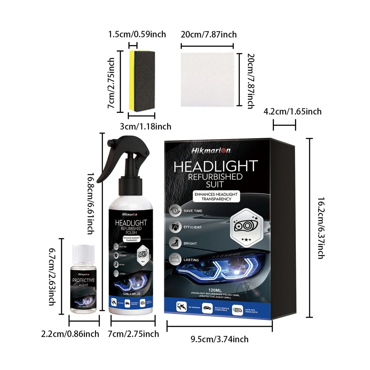 🚗 Automotive Headlamp Restoration Fluid, oxidized and yellowed automotive headlamps, blurring enhanced crystalline coating refurbisher