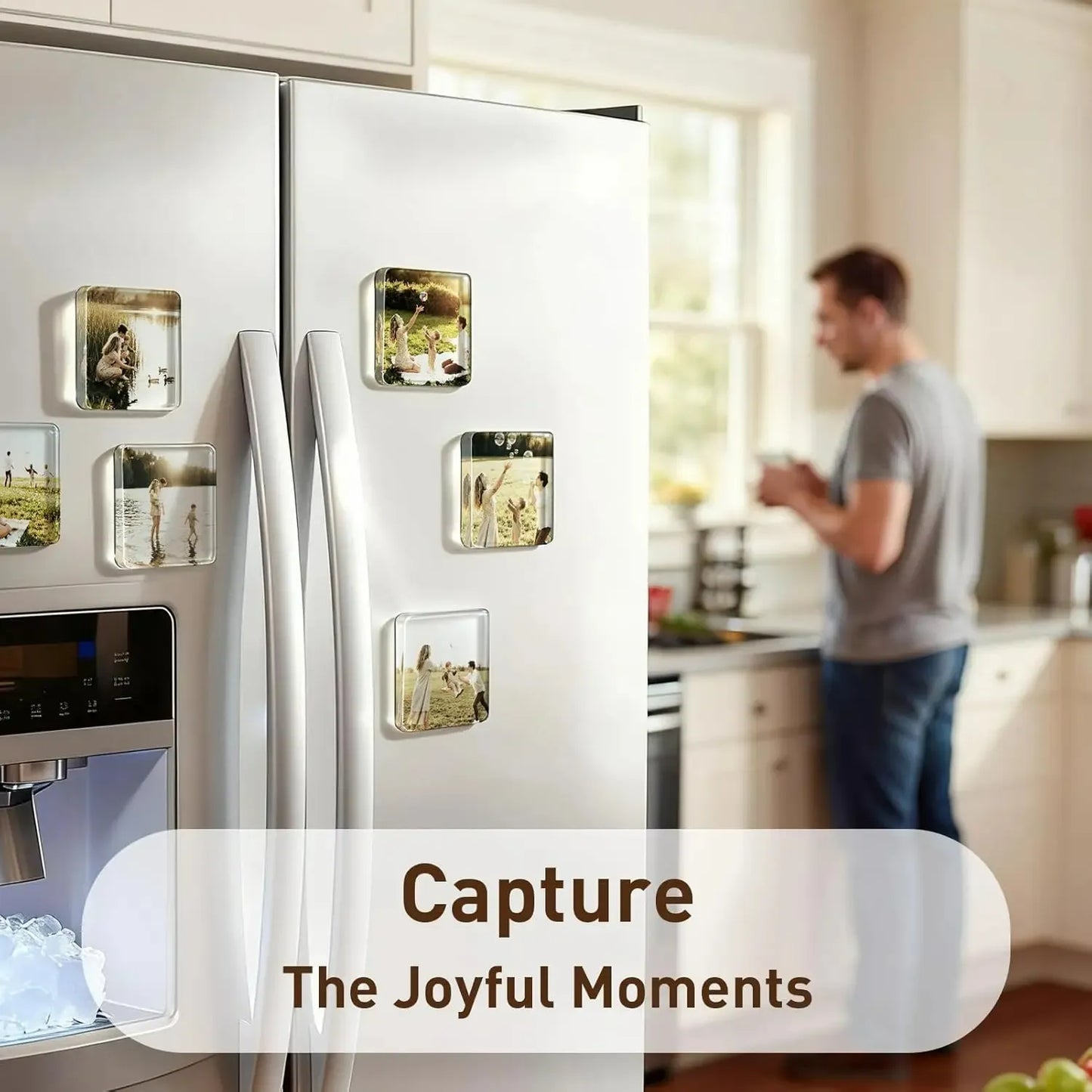 🎞✂10 Pack  2' x 2' Clear Acrylic DIY Fridge Magnet Set with Adhesive Backing – Square Magnetic Photo Frames with Stunning 3D Effect 💕