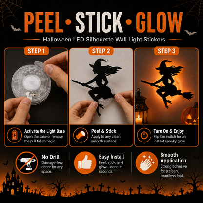 🦇 Adesivos de Parede de Halloween que Brilham no Escuro – Conjunto com 30 Peças para Portas, Janelas e Cenários de Festa 🎃👻