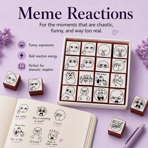 📚 Expression Reaction Stamp Set – Cute Book Annotation Stamps for Readers & Journaling
