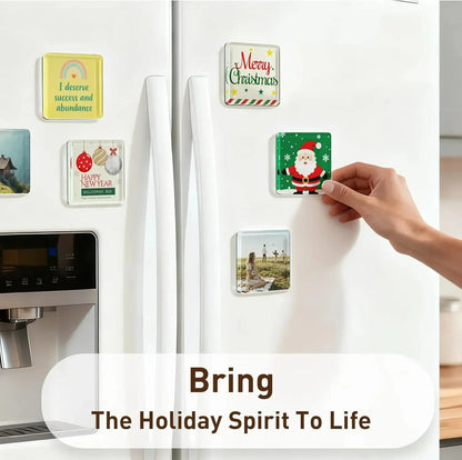 🎞✂10 Pack  2' x 2' Clear Acrylic DIY Fridge Magnet Set with Adhesive Backing – Square Magnetic Photo Frames with Stunning 3D Effect 💕