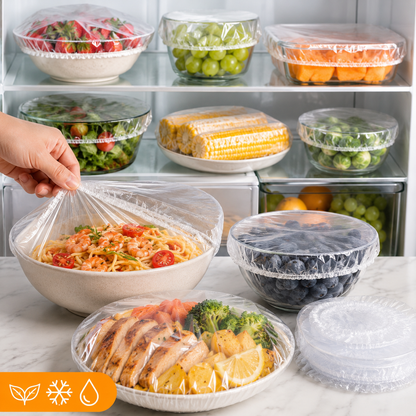 🛡️100 Piece Elastic Reusable Bowl Covers for Freshness and Odor Protection