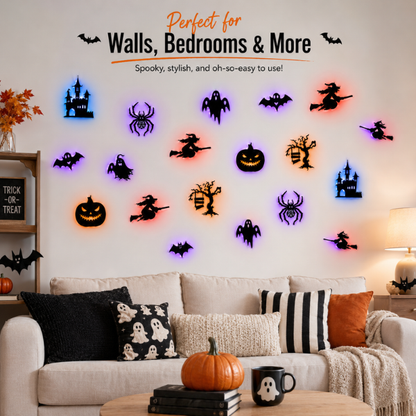 🦇 Adesivos de Parede de Halloween que Brilham no Escuro – Conjunto com 30 Peças para Portas, Janelas e Cenários de Festa 🎃👻