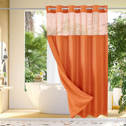 No Hook Shower Curtain with Snap in Liner