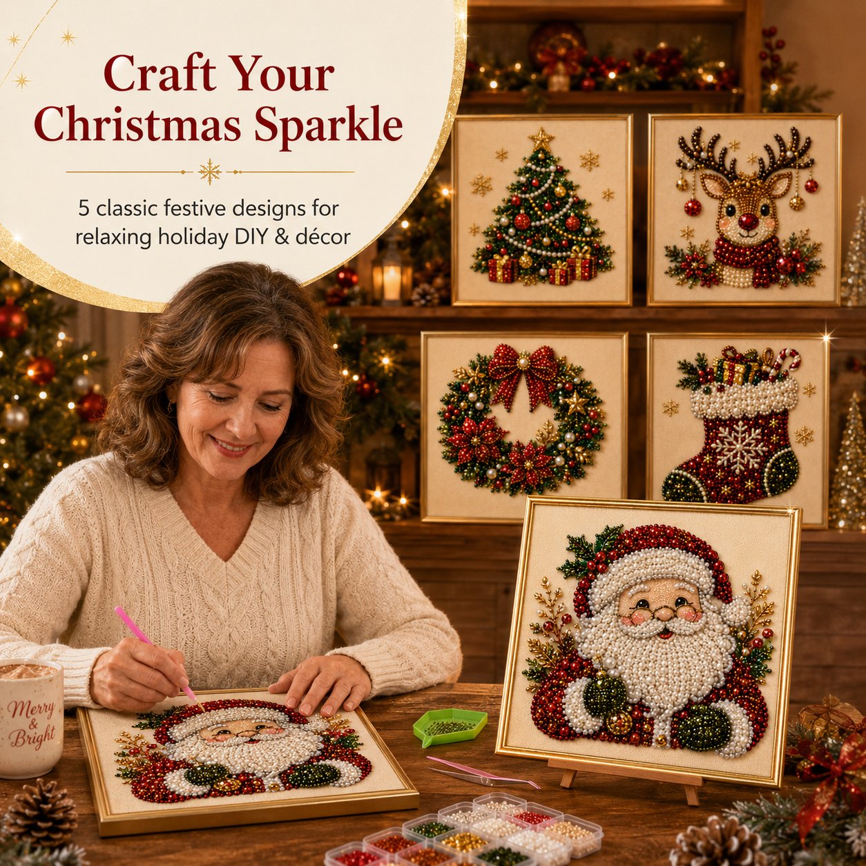 🧘Relaxing & Beginner-Friendly - 🎨💎DIY Christmas Pearl Diamond Art Kit