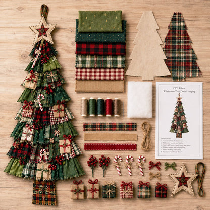 🎄 DIY Oversized Patchwork Christmas Tree Door Hanging Kit – Beginner-Friendly, Complete Craft Kit with Step-by-Step Guide ✨