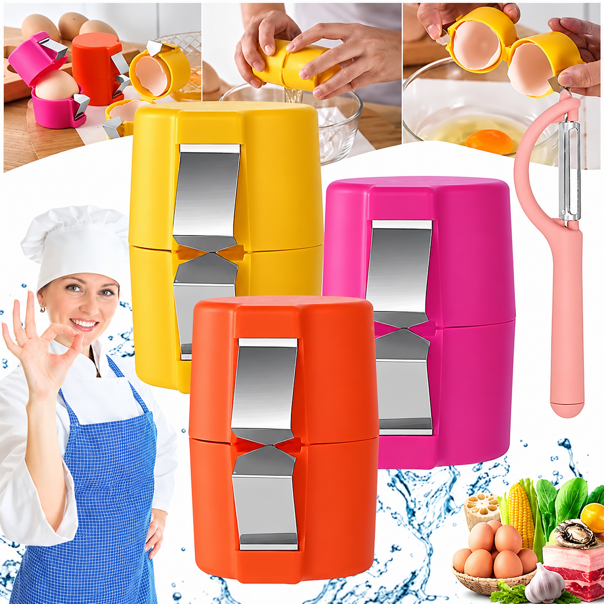 Efficient Egg Cracking Tool, Handy Egg Separator - 2Pack