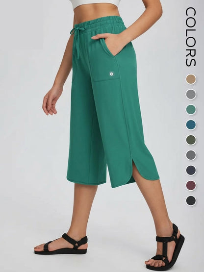 🔥Limited Time 49% Off✨👖 Women's Wide Leg Yoga Capris – High Waisted with Pockets☀️