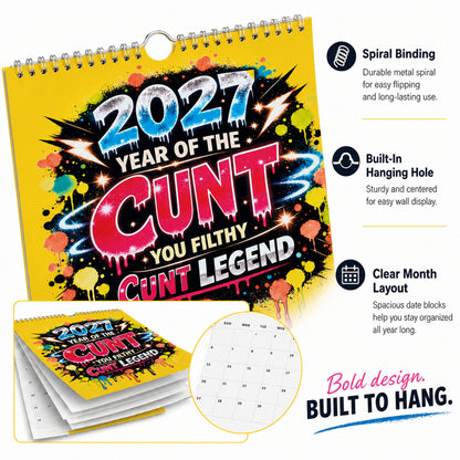 💥New Arrival Limited Time Offer🎁2027 Year of the Cunt Wall Calendar – Bold Graffiti Humor Calendar📆🌟