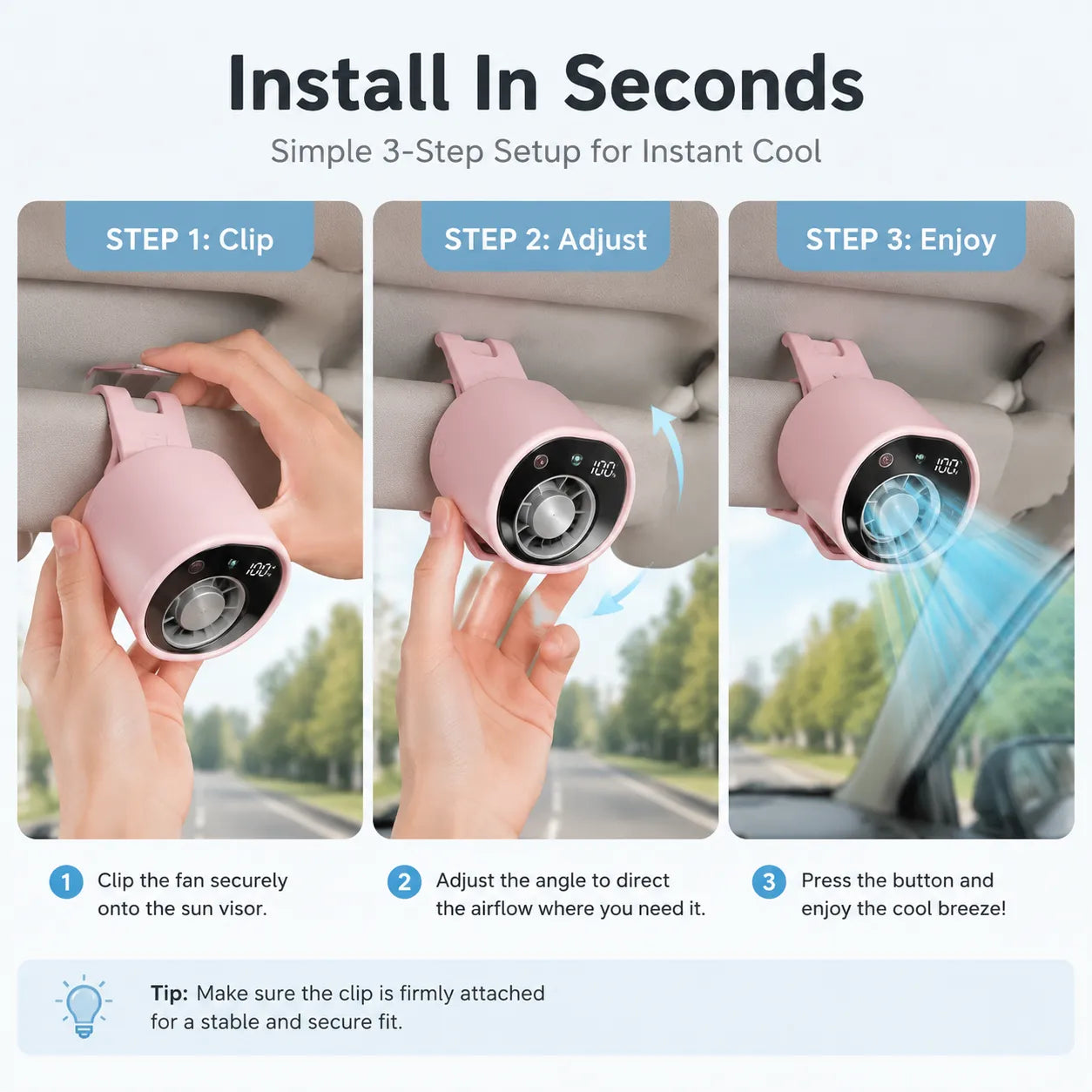 🔥50% OFF Last Day 360° Car Vent Cooling Fan with LED Display