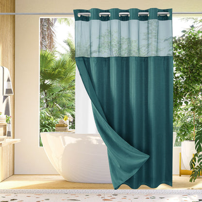 No Hook Shower Curtain with Snap in Liner
