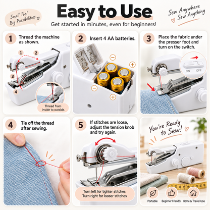 🧵Mini Electric Sewing Machine – Lightweight, Portable & Easy to Use!