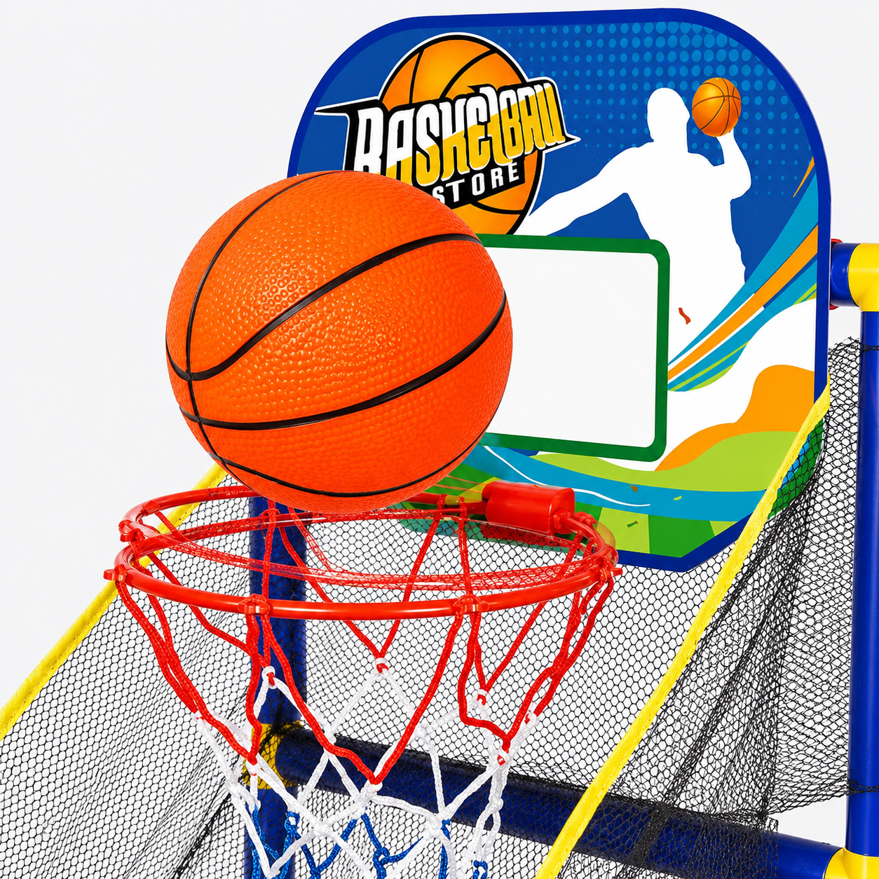 🏀 50% OFF! Kids‘ Indoor Basketball Arcade Game – Auto ball return, sturdy & safe. 4 balls + pump included. Quick setup, endless fun! 🧒💨