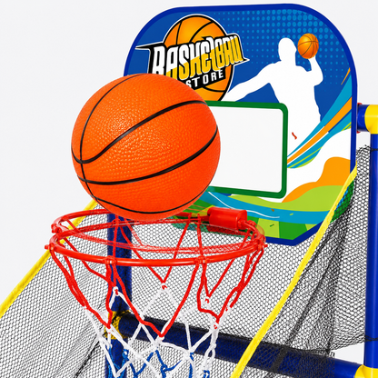 🏀 50% OFF! Kids‘ Indoor Basketball Arcade Game – Auto ball return, sturdy & safe. 4 balls + pump included. Quick setup, endless fun! 🧒💨