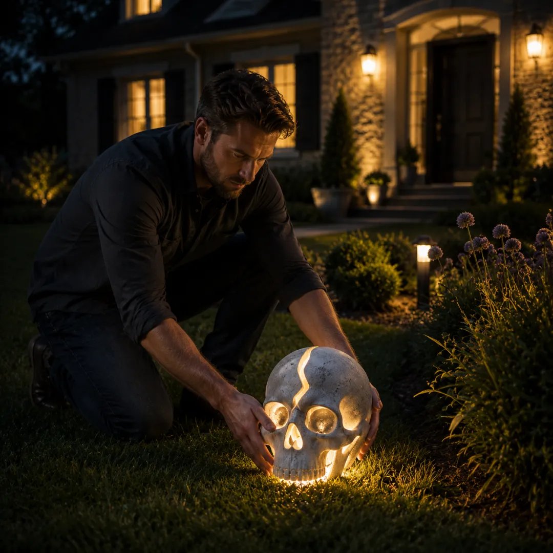 🔥Early Halloween Hot Sale 49% OFF💀 Cracked Skull Solar Garden Light