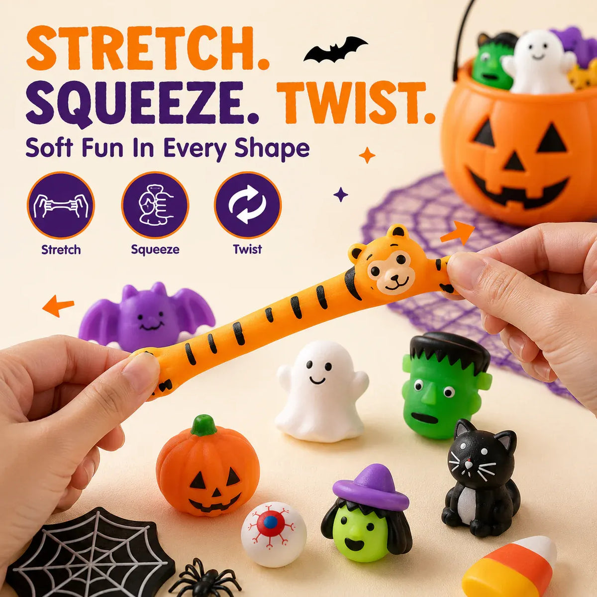 🎃 50PCS Halloween Mochi Squishy Toys