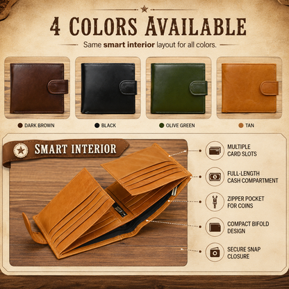 💼Top-Grain Leather Wallet for Men & Women – Bi-Fold / Tri-Fold with Coin Pocket & Multiple Card Slots