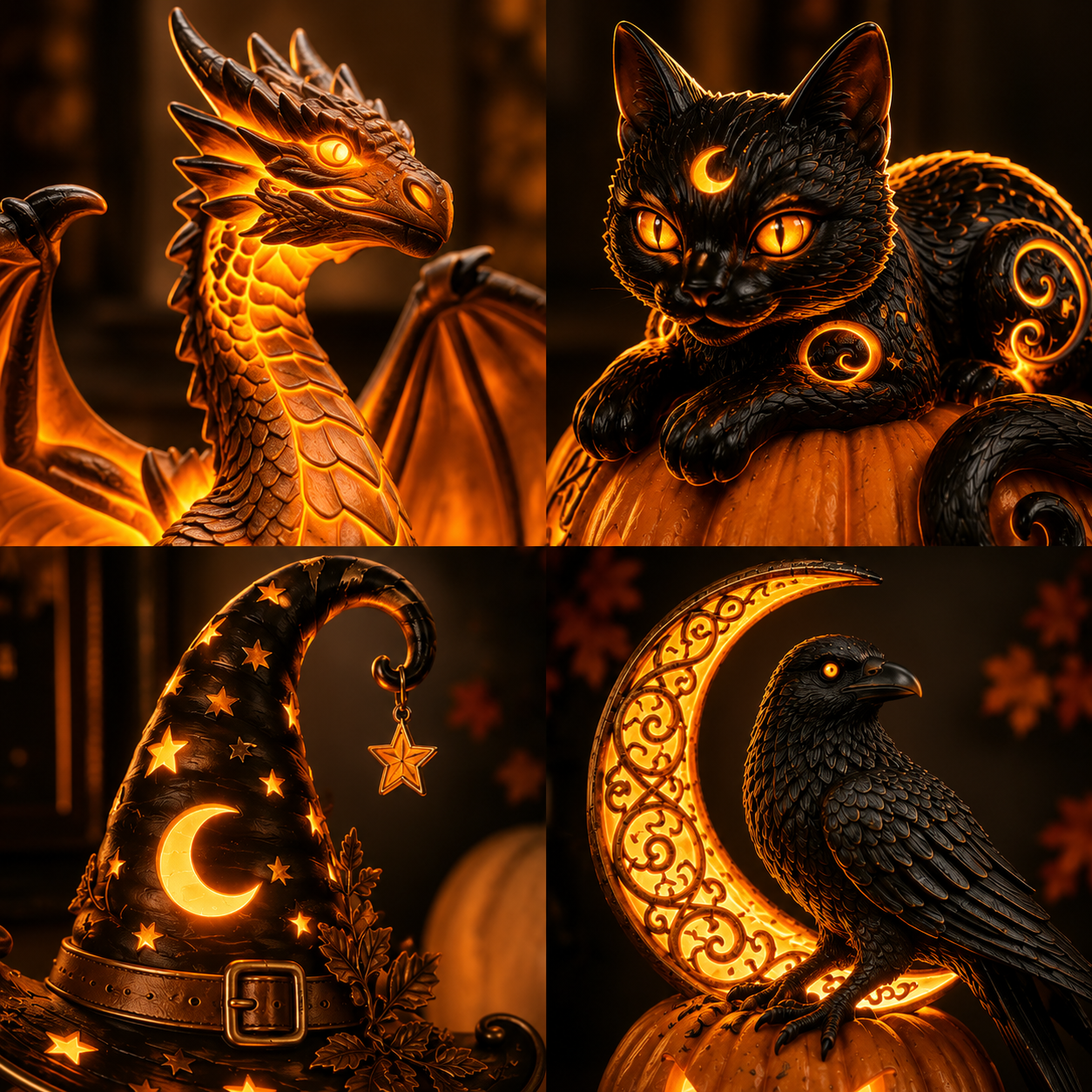🎃 Enchanted Halloween Pumpkin LED Resin Figurine-7 Magical Light-Up Designs for Your Halloween Home