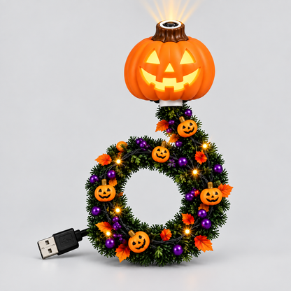 🎄🎃 Holiday Projection Wreath Light – Christmas & Halloween Ceiling Projector Decor