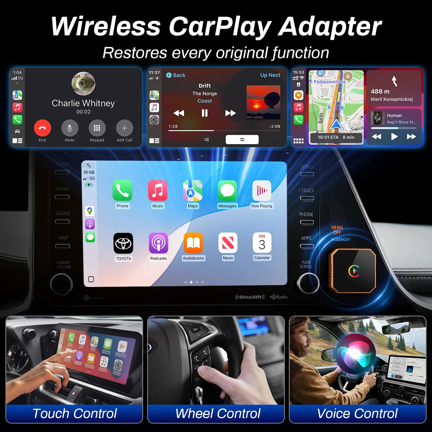 🔥Last Day 50% OFF🔥 Wireless CarPlay & Android Auto Adapter Dongle, Wired to Wi-Fi Conversion for 2016+ Factory CarPlay Cars