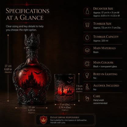 🔥New Arrival Limited Time Offer🦇🍺Gothic Vampire Castle Whisky Decanter & Tumbler
