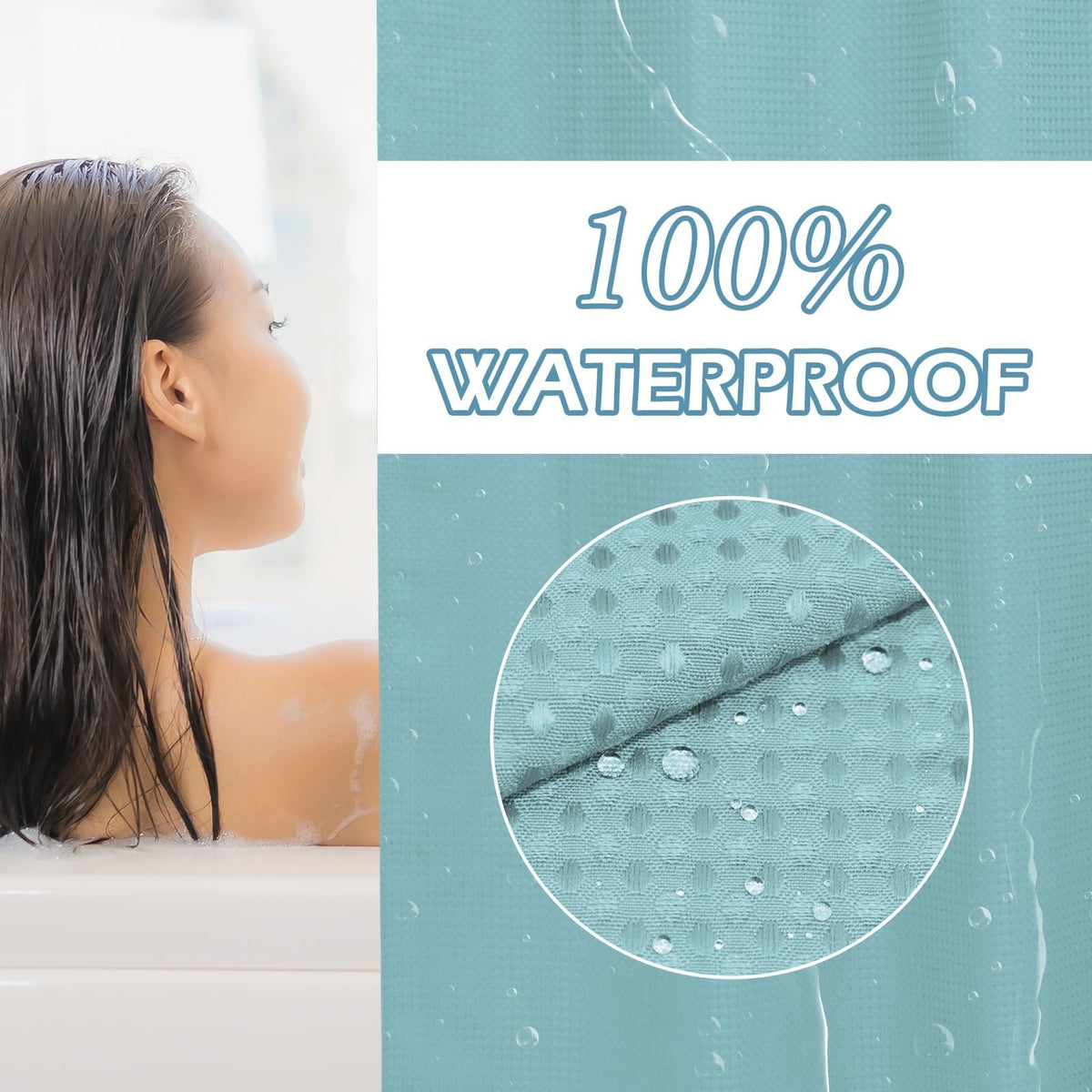 No Hook Shower Curtain with Snap in Liner