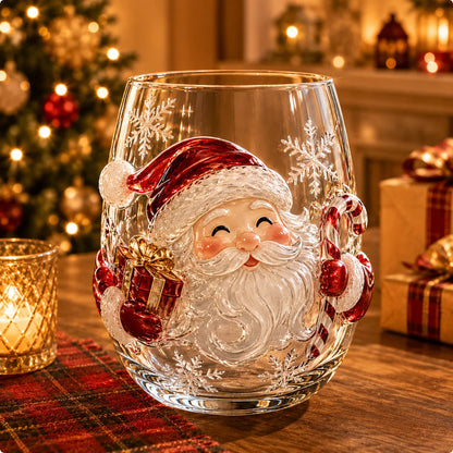 ✨🎄Magical Christmas 3D Glass Cup Collection – Santa, Reindeer, Snowman & Christmas Tree