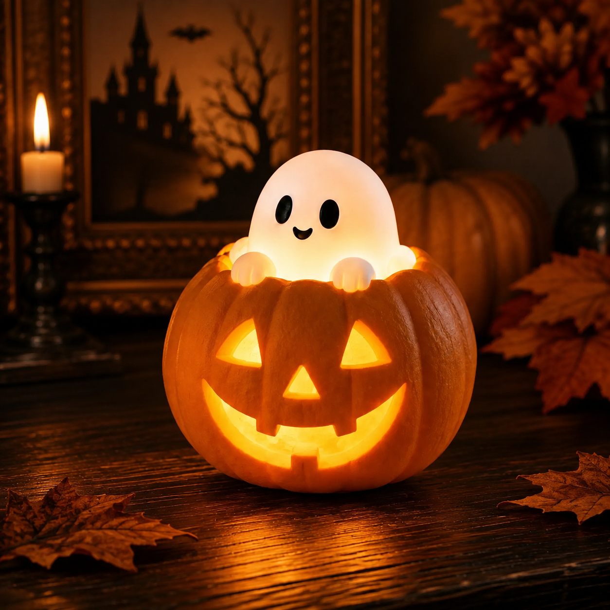 🎃 Enchanted Halloween Pumpkin LED Resin Figurine-7 Magical Light-Up Designs for Your Halloween Home
