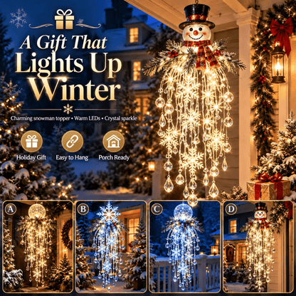 ❄️Crystal Cascade Christmas Light – Hanging Snowflake & Crystal LED Porch Décor ✨