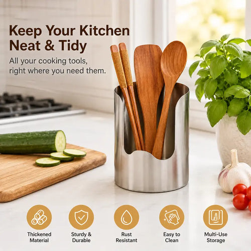Premium Stainless Steel Utensil Organizer – Rust Resistant Cutlery Holder with Easy-Clean Design for Kitchen Drawers & Countertops