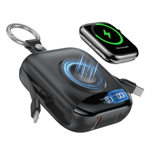 10000mAh Portable Charger Power Bank with Built-in Cables Travel Keychain Battery Pack for Apple Watch iPhone AirPods