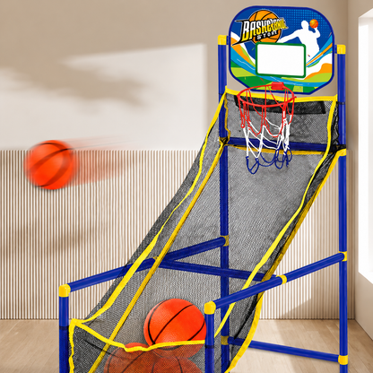 🏀 50% OFF! Kids‘ Indoor Basketball Arcade Game – Auto ball return, sturdy & safe. 4 balls + pump included. Quick setup, endless fun! 🧒💨