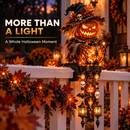 🔥 Halloween Character Glow Cascade Railing Lights – Pumpkin, Witch, Ghost & Black Cat