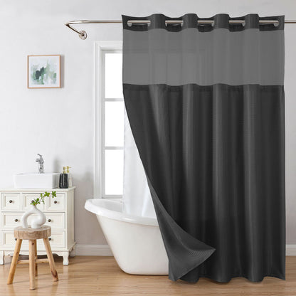 No Hook Shower Curtain with Snap in Liner
