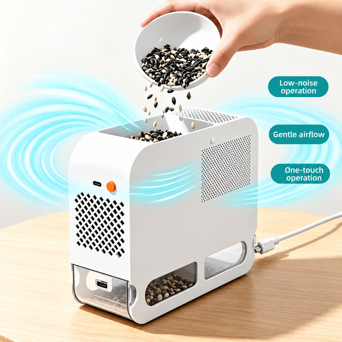 Electric Bird Seed Sheller & Chaff Separator – 5-Speed Quiet Seed Cleaner