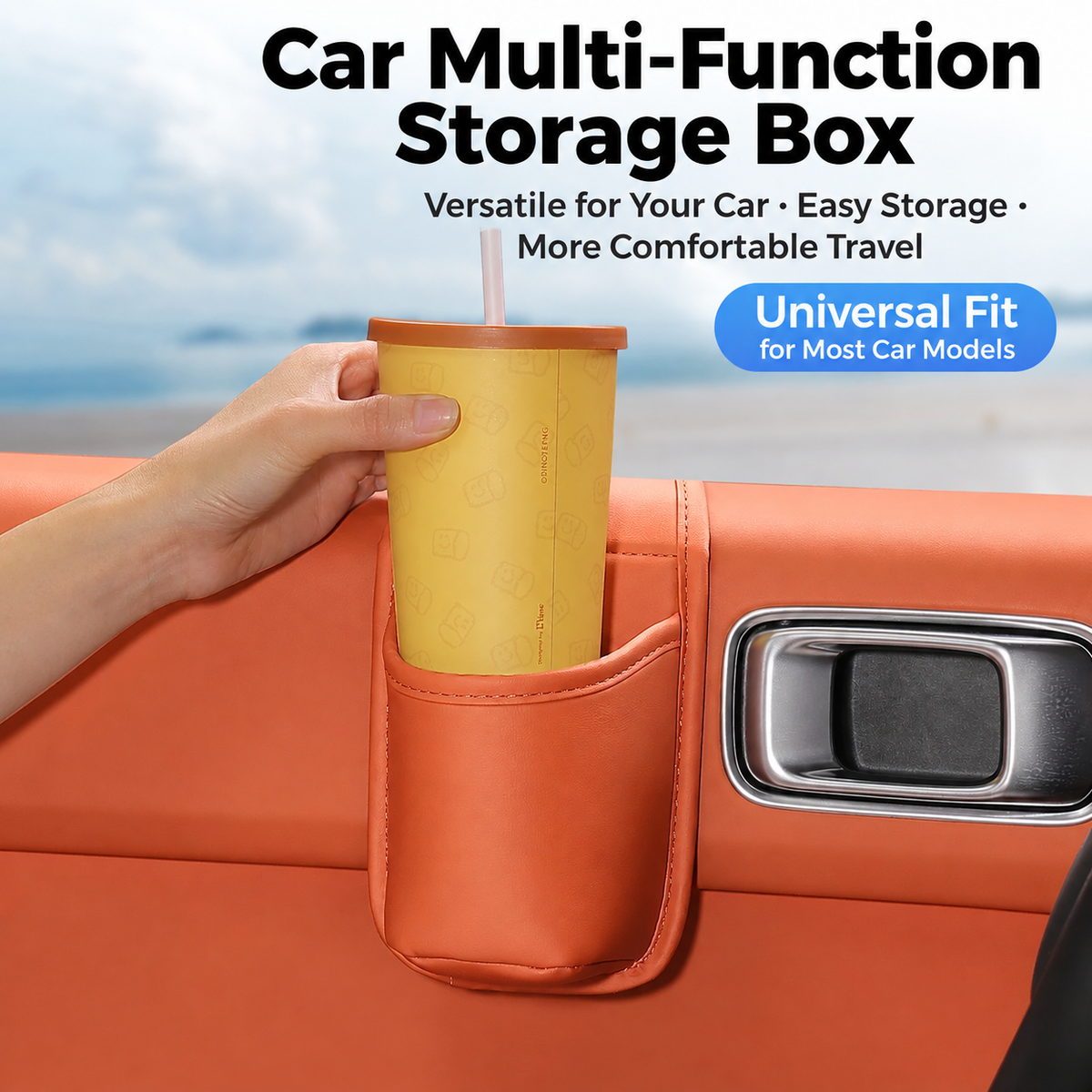 Leather Car Door Storage Pocket Double-Layer Organizer for Phones, Keys & Everyday Driving Essentials