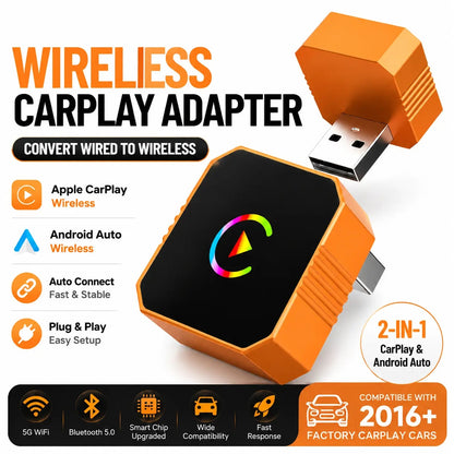 🔥Last Day 50% OFF🔥 Wireless CarPlay & Android Auto Adapter Dongle, Wired to Wi-Fi Conversion for 2016+ Factory CarPlay Cars