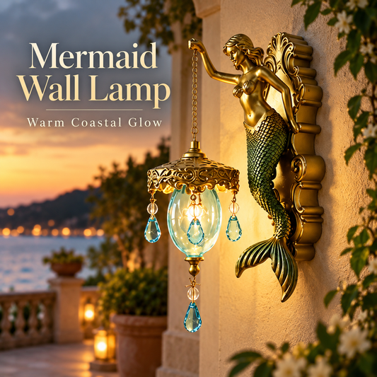 🧜‍♀️ Luminária de Parede de Sereia e Fada – Decoração Vintage para Casa