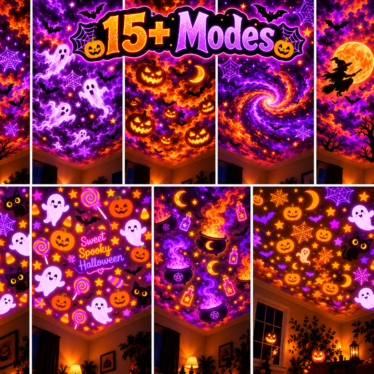 🎄🎃 Holiday Projection Wreath Light – Christmas & Halloween Ceiling Projector Decor