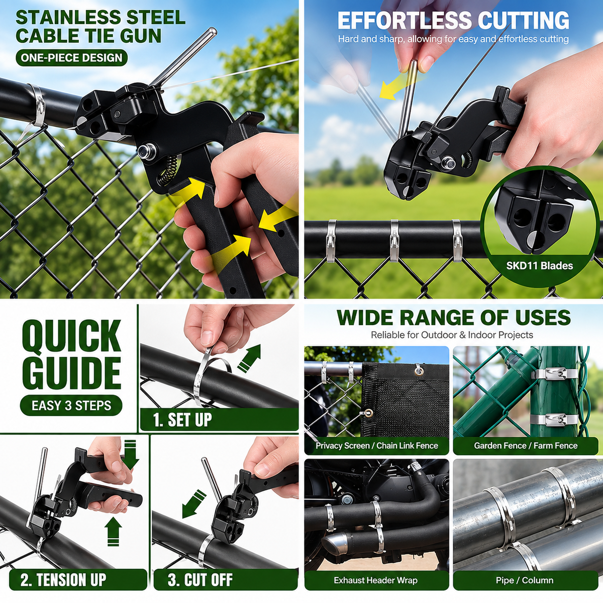 🔥Stainless Steel Cable Tie Gun with Metal Zip Ties