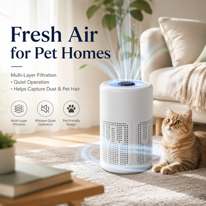 🏠 Compact Home Air Purifier – Multi-Layer Filter, Quiet Operation, Energy-Efficient – Perfect for Allergies, Dust & Pet Hair 🌿