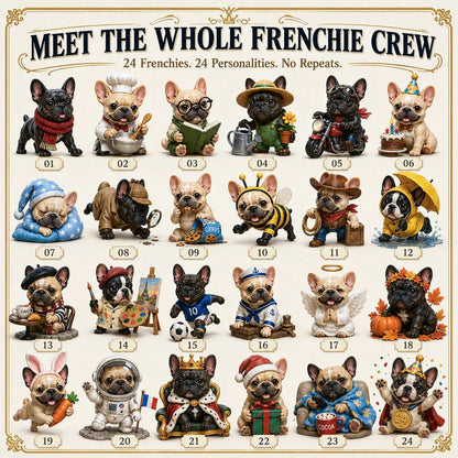 🐶 24-Day French Bulldog Christmas Advent Calendar-24 Unique Collectible Frenchie Characters with Different Outfits🎄✨