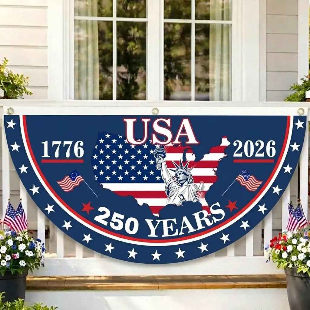 250th Anniversary of Independence 🎇 1776–2026 — Patriotic-Themed Outdoor Semicircular Banner 🎊