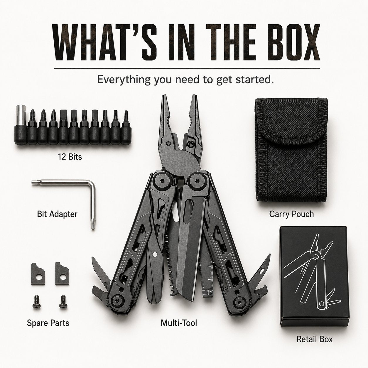 🏕️16‑in‑1 Multi‑Tool Pliers with Full‑Size Folding Scissors